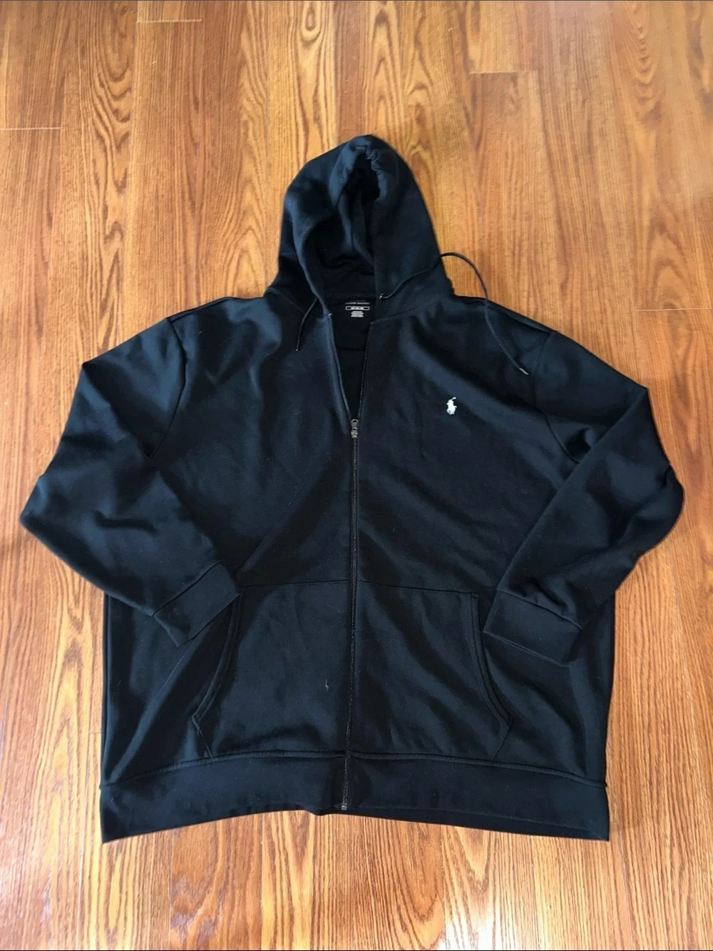 Polo Ralph Lauren Mens Big & Tall Hoodie Black 4XLT Double Knit Full Zip Fleece